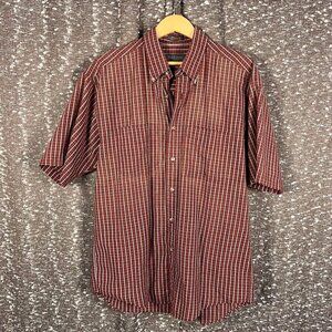 Van Heusen Seersucker Button Up Shirt‎ Red Plaid